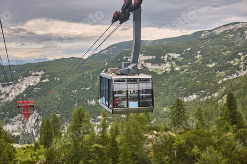 Preview: Modern cable car in Dachstein mountain range. First section. Austria