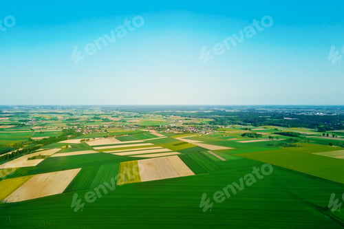 Preview: Aerial view of countryside with agricultural fields