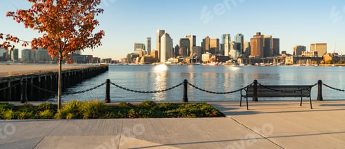 Preview: View Across Boston Harbor to the Boat Traffic fronting the Downtown