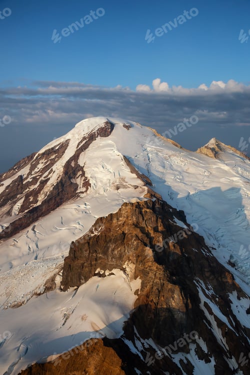 Preview: Aerial landscape view of the Mount Baker during a vibrant summer sunset