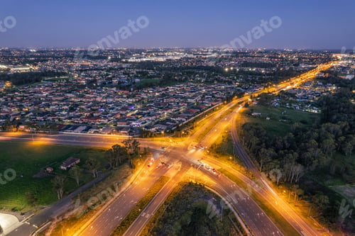 Preview: Aerial view of Horningsea Park during the evening in Australia