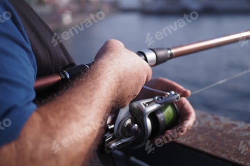 Preview: Fisherman with rod, spinning reel ,