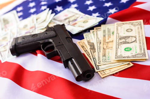 Preview: The arms and gun sales industry spends money on the patriotism of the flag.