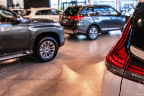 Preview: Brand new cars at the dealer showroom