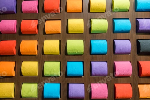 Preview: Concept pattern colorful tissue toilet paper on background