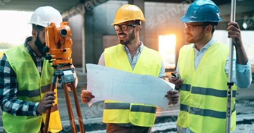 Preview: Construction engineers discussion with architects at construction site