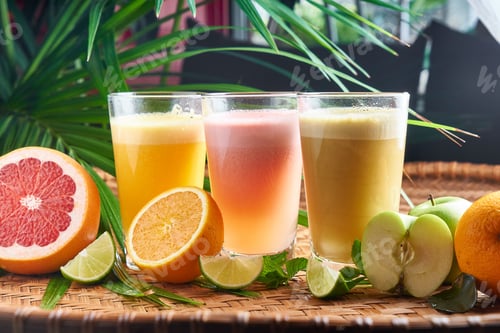 Preview: Set of Summer chilled drinks with fresh juice