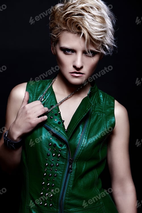 Preview: Beautiful blond woman with short hair