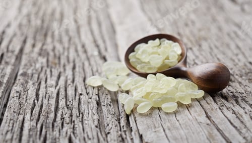 Preview: Mastic tears of Chios island on wooden background