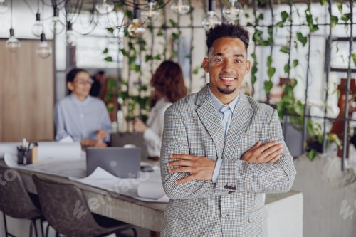 Preview: A Confident Professional Flourishing in a Modern Office Environment with Team Collaboration