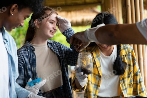 Preview: Children and teacher learning plant fruit and vegetable agriculture laughing scary earthworm