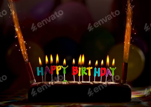 Preview: Happy Birthday Candles On A Chocolate Cake