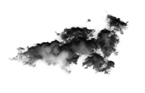 Preview: black smoke clouds isolated on white