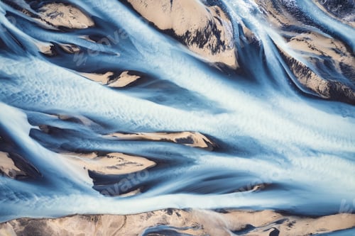 Preview: Abstract Icelandic glacier rivers melting pattern in summer at highlands of Iceland