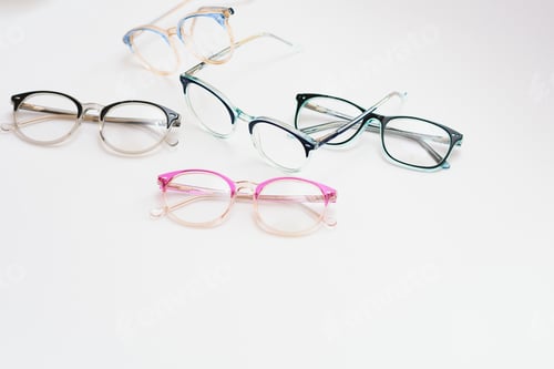 Preview: Child's plastic frame for glasses. Mock up for the design of optics store and shop