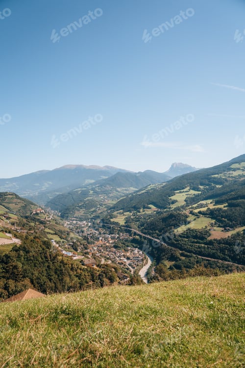 Preview: View on the valley and the highway in Villandro, Dolomites, Italy