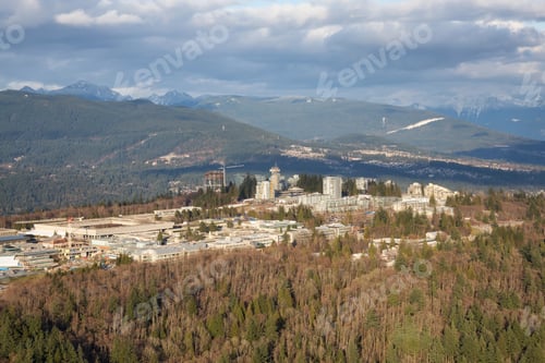 Preview: Aerial view of University Campus on top of Burnaby Mountain