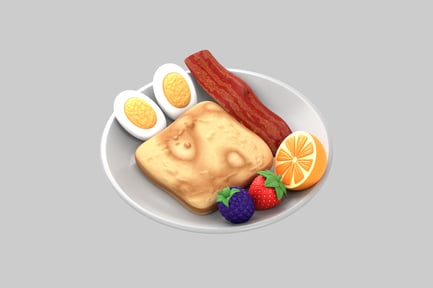 Breakfast plate with toast and bacon