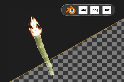 Preview: Bamboo Torch 3D Icon