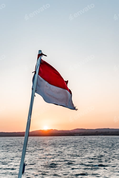 Preview: Flag Waving by the Ocean at Sunset