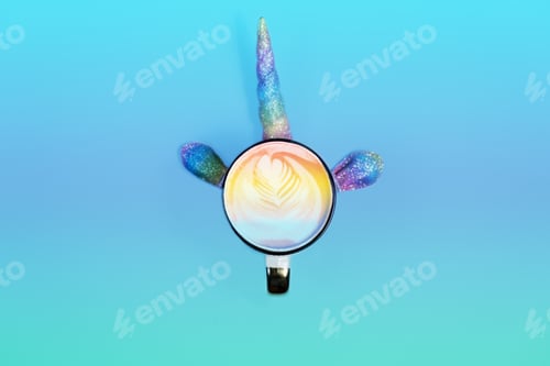 Preview: Top view cappuccino unicorn