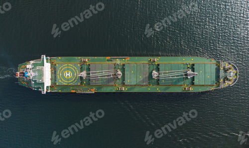 Preview: Large general cargo ship tanker bulk carrier, Top down aerial view.