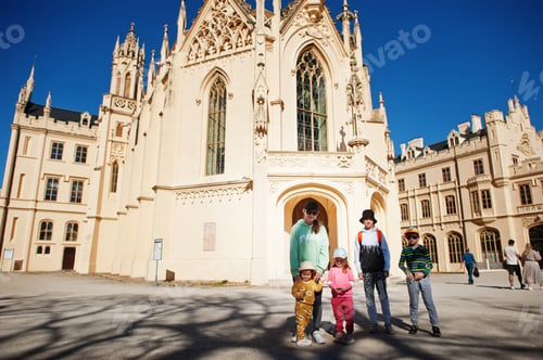 Preview: Happy family, enjoying day in Lednice castle in Czech republic.
