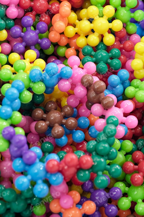 Preview: Colorful bright plastic parts from a children's construction set