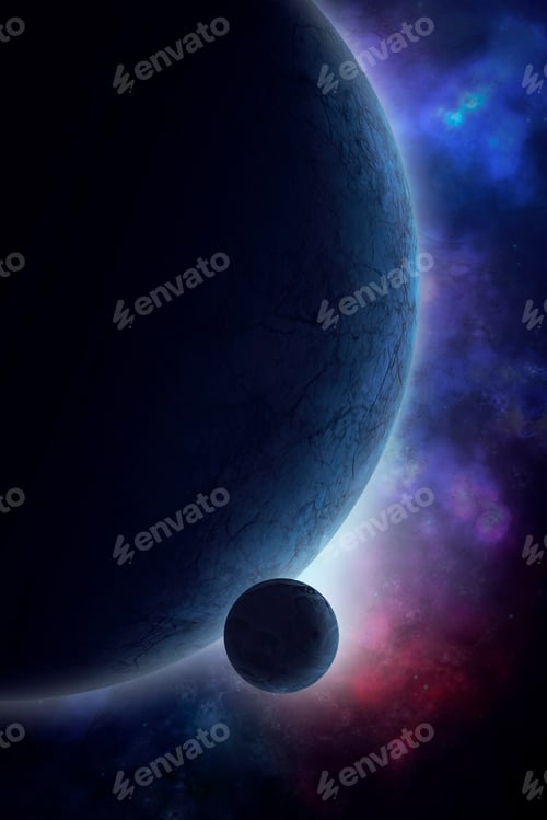 Preview: Space background illustration with planet and mood