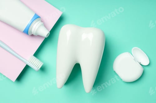 Preview: Concept of dental care, tooth care, top view