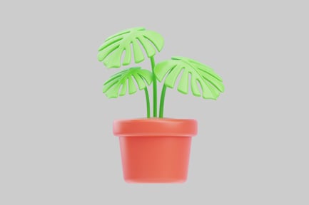 Preview: Cartoon monstera plant in pot