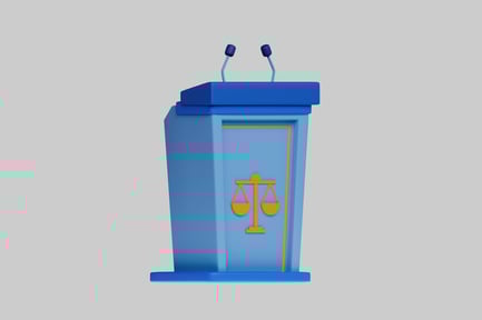 Preview: Legal podium with microphones and scale