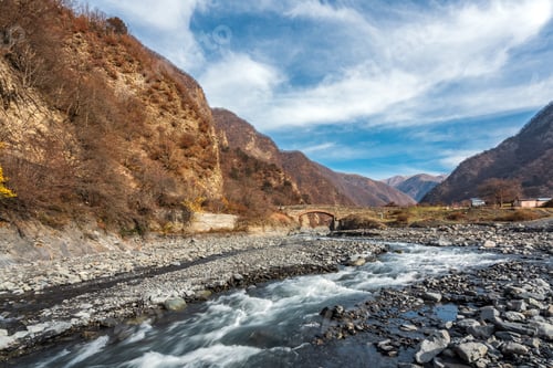 Preview: Old Ulu Korpu Bridge was built in the 18th century. Ilisu village, northwest Azerbaijan