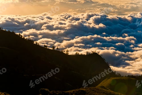 Preview: Aerial Mount Rinjani Landscape Photo, Lombok, Indonesia, Asia