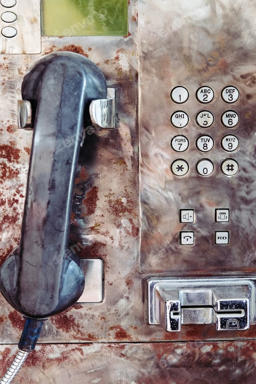 Preview: Close up image of Old Public Payphone