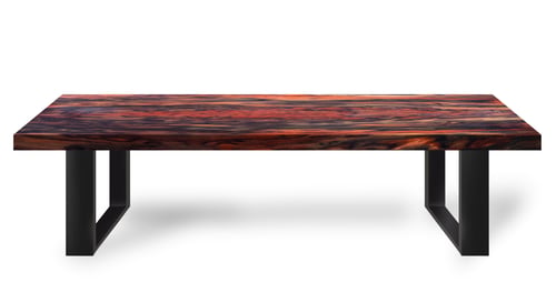 Preview: Table modern style made of rosewood wood legs made of steel on a white background