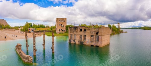 Preview: Aerial view of the Rummu abandoned prison in Tallinn, Estonia