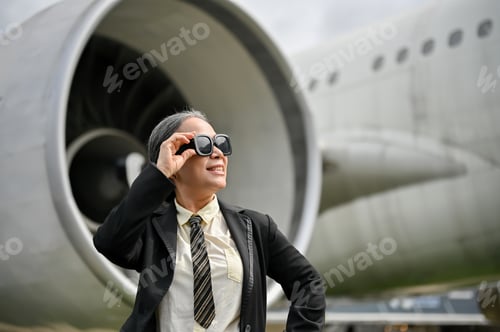 Preview: A successful mature Asian businesswoman is at the airport, going on her business trip.