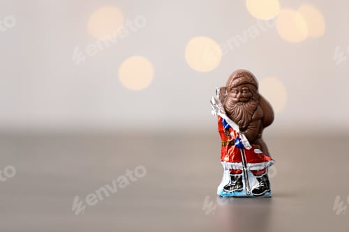 Preview: Festive Chocolate Santa Figure With Bokeh Background