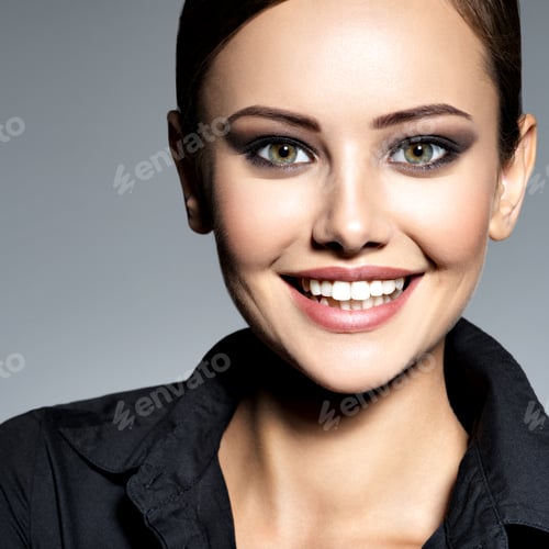 Preview: Woman smiling beautiful portrait face fashion happy