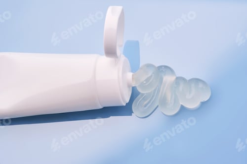 Preview: Gel toothpaste in a tube on a blue background.
