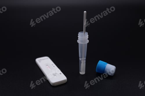 Preview: kit for covid and disease testing on a black background