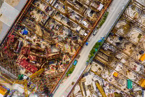 Preview: Kai Tak, Hong Kong 12 May 2019: Top view of Hong Kong construction site