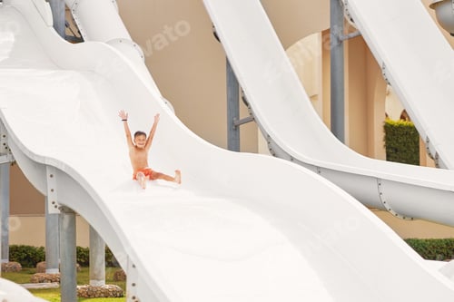Preview: Boy having fun on water slides in Egypt Hurghada