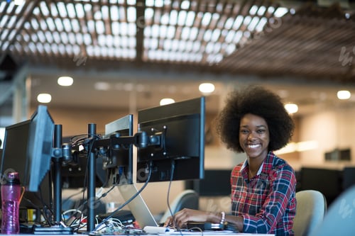 Preview: portrait of a young successful African-American woman in modern