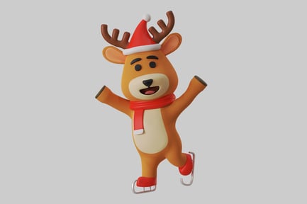 Preview: Cartoon reindeer on ice skates