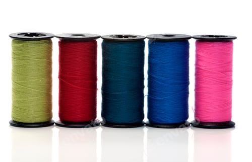Preview: bobbins with cotton in green blue and pink