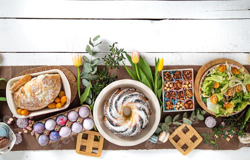 Preview: For a festive Easter table served with food.