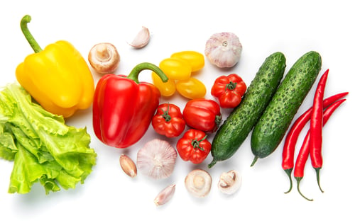 Preview: Fresh farm vegetables including peppers, cucumbers, tomatoes, garlic
