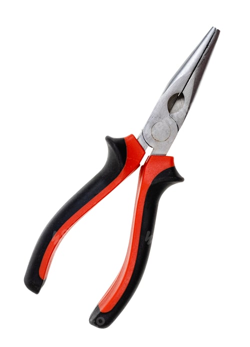 Preview: long-nose pliers with red and black rubber handle